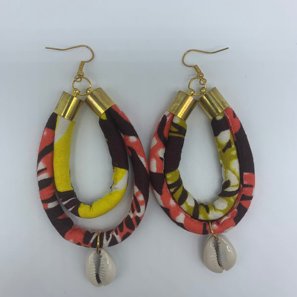 African Print W/Shell Earrings- IC Pink Variation - Lillon Boutique