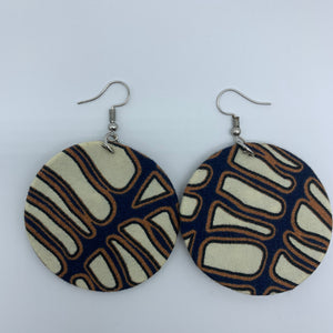 African Print Earrings-Round S Ivory Variation - Lillon Boutique