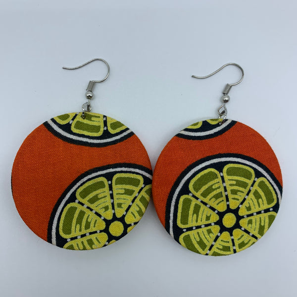 African Print Earrings-Round S Orange Variation - Lillon Boutique