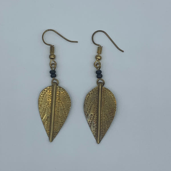Brass Earrings-Leaf - Lillon Boutique