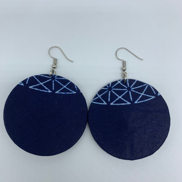 African Print Earrings-Round S Blue Variation 13 - Lillon Boutique