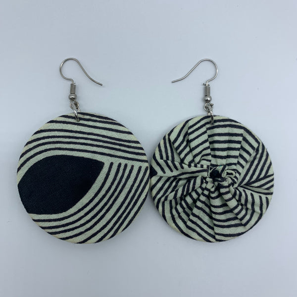 African Print Earrings-Round S Black Variation 3 - Lillon Boutique