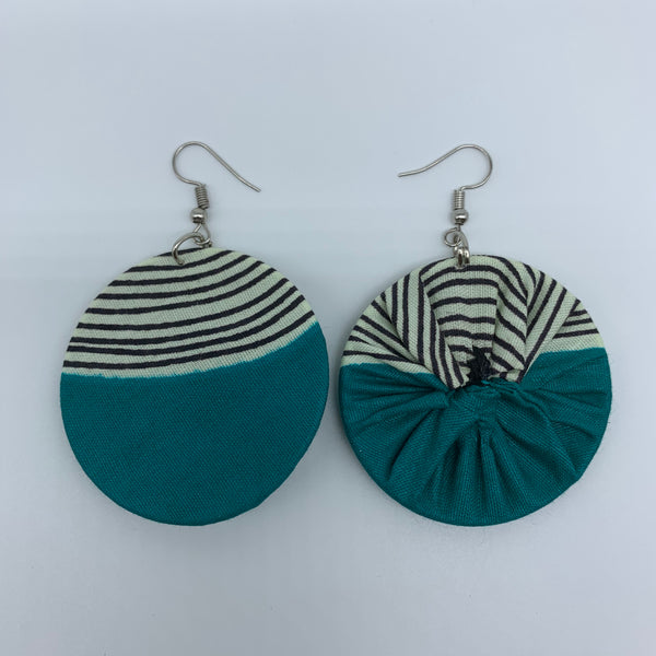 African Print Earrings-Round S Blue Variation 11 - Lillon Boutique