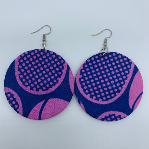 African Print Earrings-Round M Pink Variation 3 - Lillon Boutique