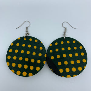 African Print Earrings-Round S Green Variation 3 - Lillon Boutique