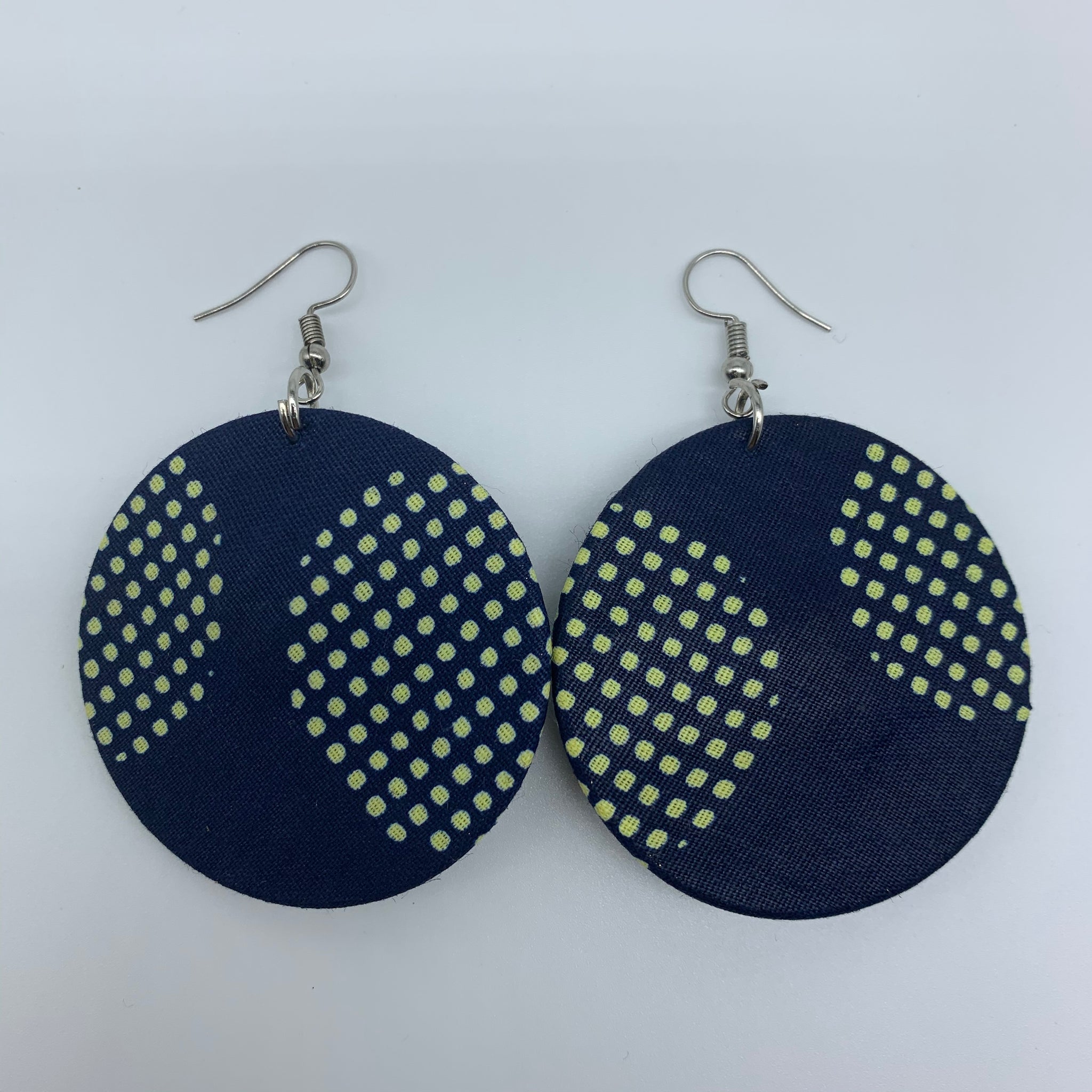 African Print Earrings-Round S Blue Variation 9 - Lillon Boutique