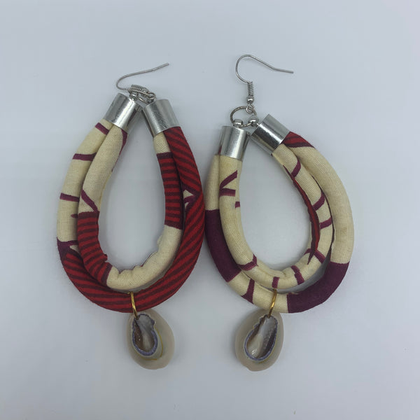 African Print W/Shell Earrings- IC Red Variation - Lillon Boutique