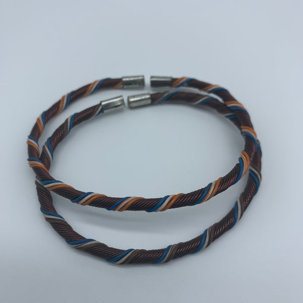 Telephone Wire W/Metal Wire Bracelet-Blue Variation 2 - Lillon Boutique