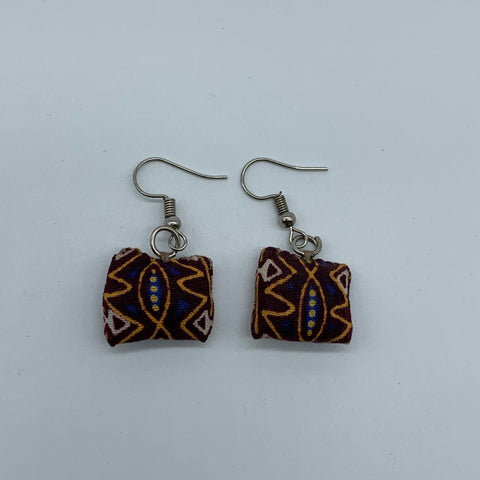 African Print Earrings-Mini Pillow Brown Variation - Lillon Boutique