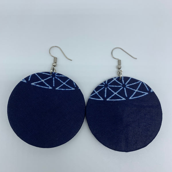 African Print Earrings-Round S Blue Variation 13 - Lillon Boutique