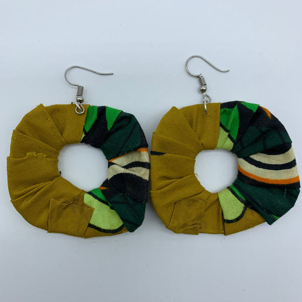 African Print Earrings-Faux Scrunchy Green Variation 2 - Lillon Boutique