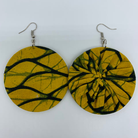 African Print Earrings-Round M Yellow Variation 6 - Lillon Boutique