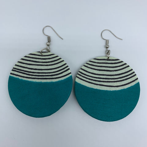 African Print Earrings-Round S Blue Variation 11 - Lillon Boutique