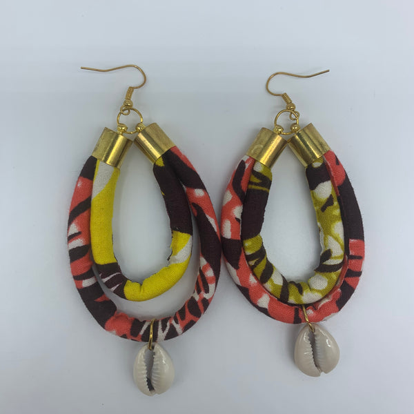 African Print W/Shell Earrings- IC Pink Variation - Lillon Boutique