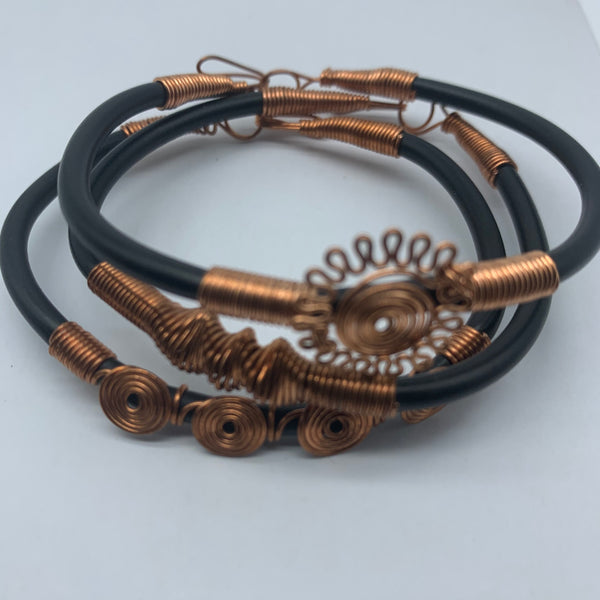 Plastic Bracelet  W/Metal Wire-Black Variation - Lillon Boutique
