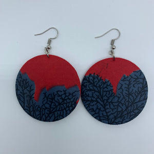 African Print Earrings-Round S Red Variation 2 - Lillon Boutique