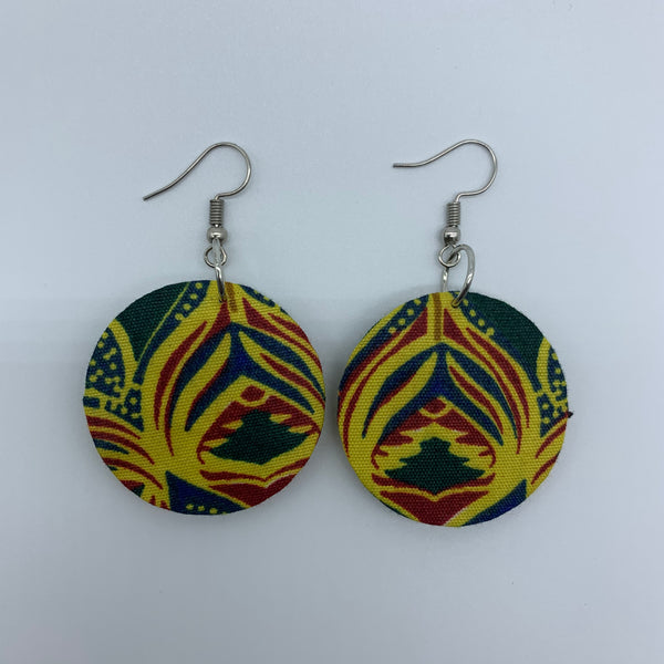 African Print Earrings-Round XS Yellow Variation 3 - Lillon Boutique