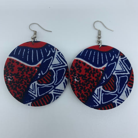 African Print Earrings-Round S Red Variation 17 - Lillon Boutique