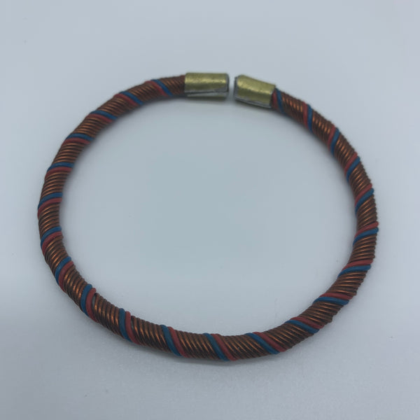 Telephone Wire W/Metal Wire Bracelet-Blue Variation 3 - Lillon Boutique