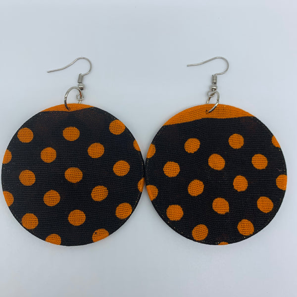 African Print Earrings-Round M Orange Variation 6 - Lillon Boutique