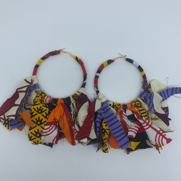 African Print Earrings-Zoba Zoba Hoops Red Variation - Lillon Boutique