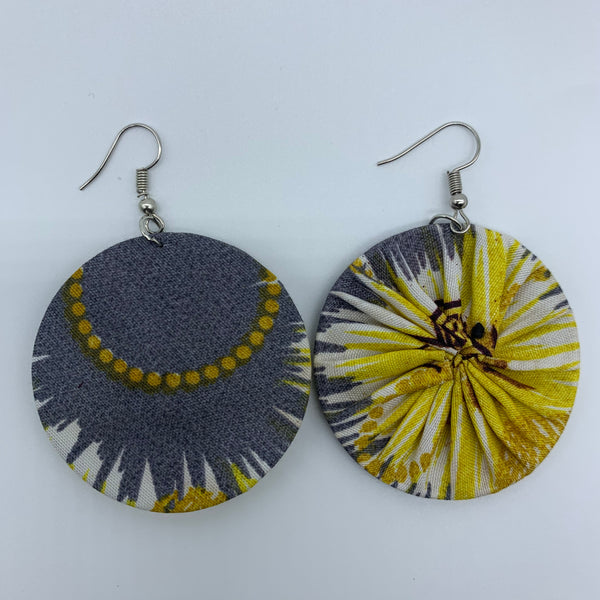 African Print Earrings-Round S Yellow Variation 6 - Lillon Boutique