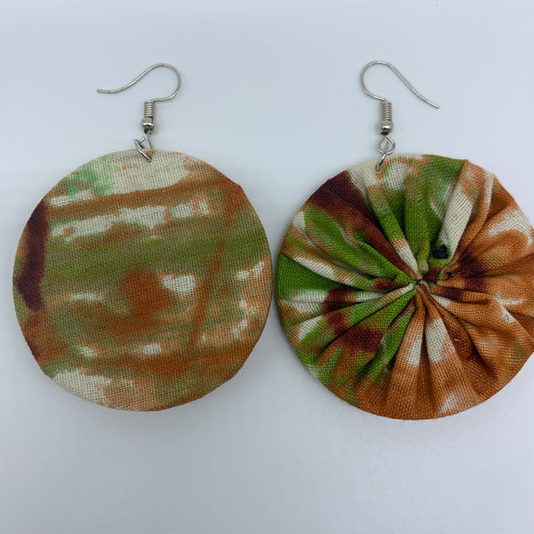 African Print Earrings-Round S Green Variation 10 - Lillon Boutique
