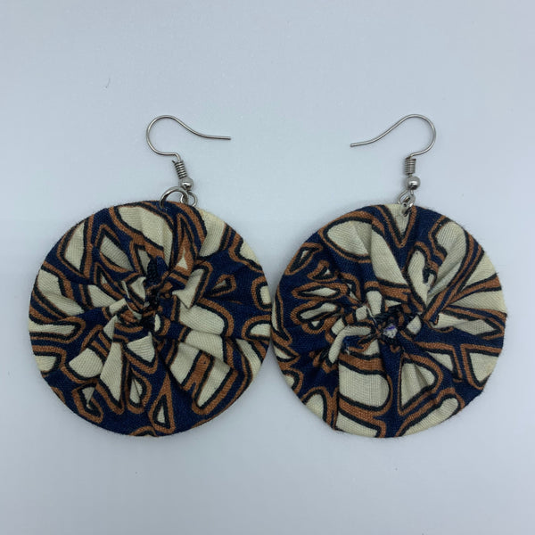 African Print Earrings-Round S Ivory Variation - Lillon Boutique