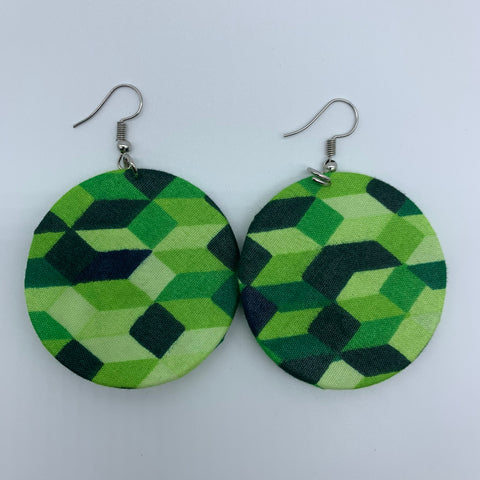 African Print Earrings-Round S Green Variation - Lillon Boutique