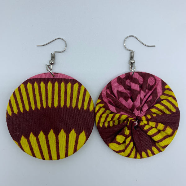 African Print Earrings-Round S Yellow Variation 2 - Lillon Boutique