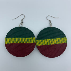 African Print Earrings-Round S Green Variation 4 - Lillon Boutique