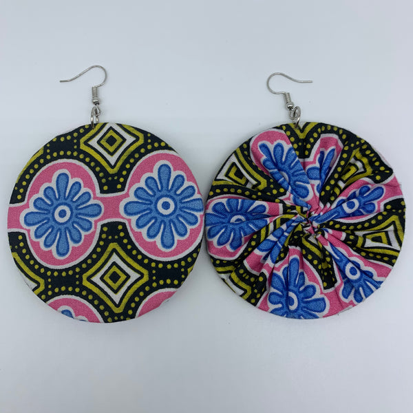 African Print Earrings-Round L Pink Variation - Lillon Boutique