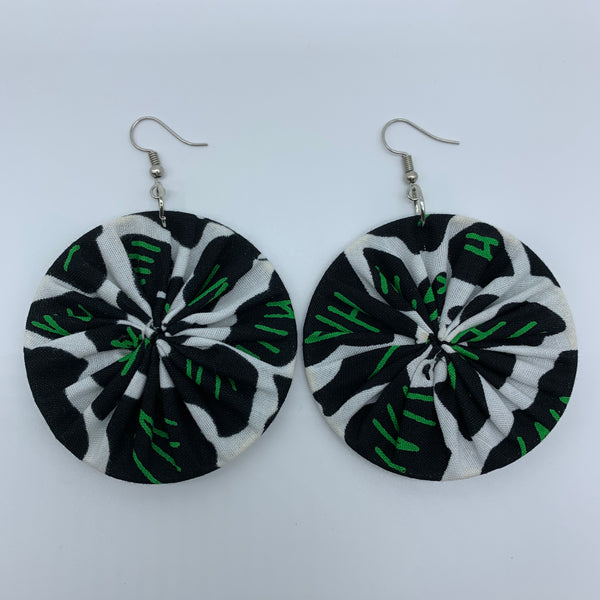 African Print Earrings-Round M Black Variation 5 - Lillon Boutique