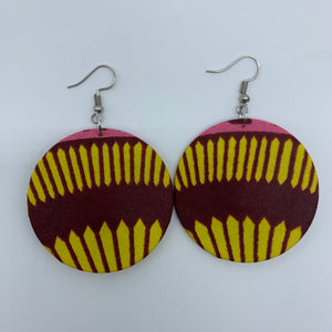 African Print Earrings-Round S Yellow Variation 2 - Lillon Boutique