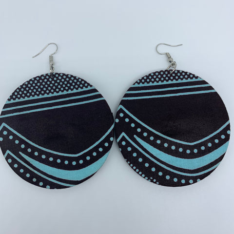 African Print Earrings-Round L Brown Variation 9 - Lillon Boutique