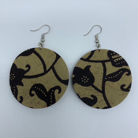 African Print Earrings-Round S Brown Variation 9 - Lillon Boutique