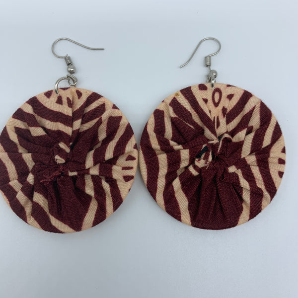 African Print Earrings-Round S Red Variation 12 - Lillon Boutique