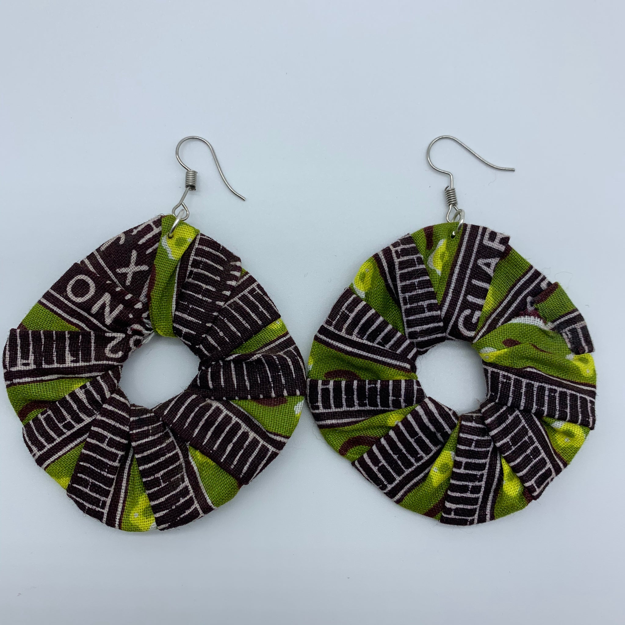 African Print Earrings-Faux Scrunchy Brown Variation - Lillon Boutique