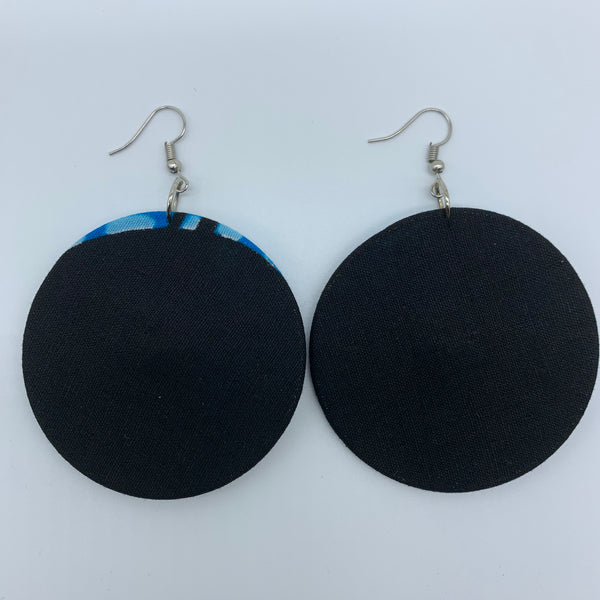 African Print Earrings-Round M Black Variation - Lillon Boutique