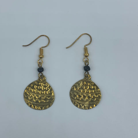 Brass Earrings-Engraved Ball - Lillon Boutique