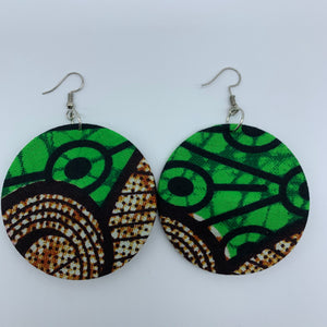 African Print Earrings-Round M Green Variation - Lillon Boutique