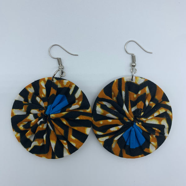 African Print Earrings-Round S Brown Variation - Lillon Boutique
