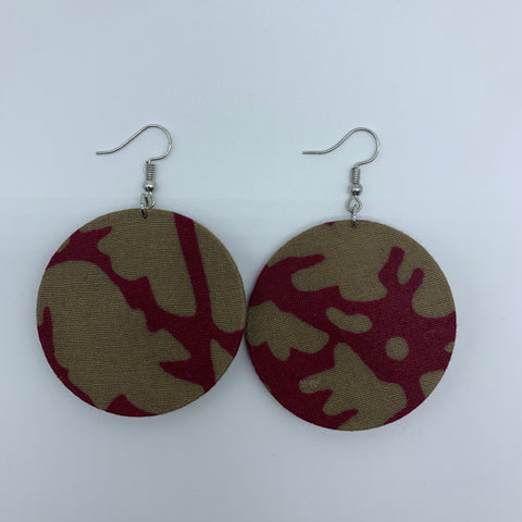 African Print Earrings-Round S Red Variation 3 - Lillon Boutique