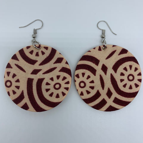 African Print Earrings-Round S Red Variation 12 - Lillon Boutique