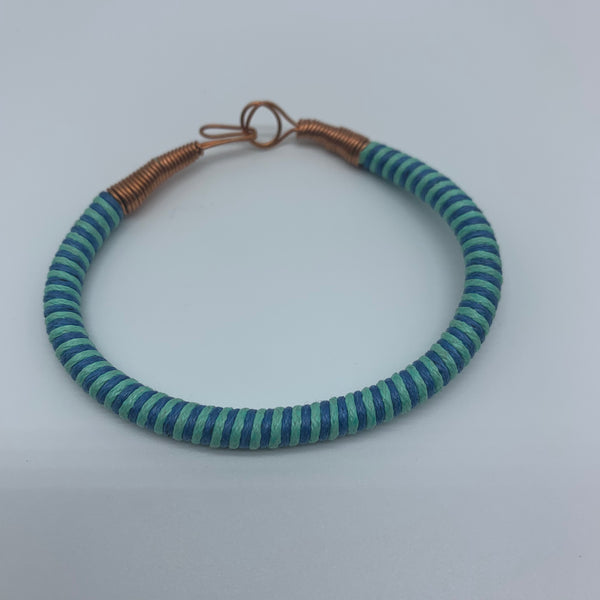 Thread W/Metal Wire Bracelet-Blue Variation - Lillon Boutique