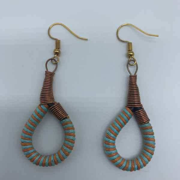 Thread Earrings W/Metal Wire-Blue Variation 2 - Lillon Boutique