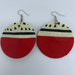 African Print Earrings-Round S Red Variation 13 - Lillon Boutique