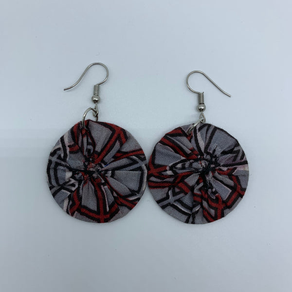 African Print Earrings-Round XS Grey Variation - Lillon Boutique