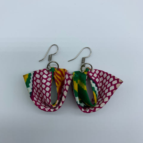 African Print Earrings-Folded Pink Variation - Lillon Boutique