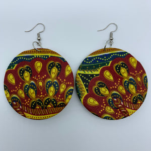 African Print Earrings-Round M Red Variation - Lillon Boutique